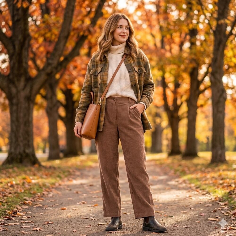 Harlara Pants Corduroy Brown Womens Fall Boot Cut Classic Casual Hi Waisted MR